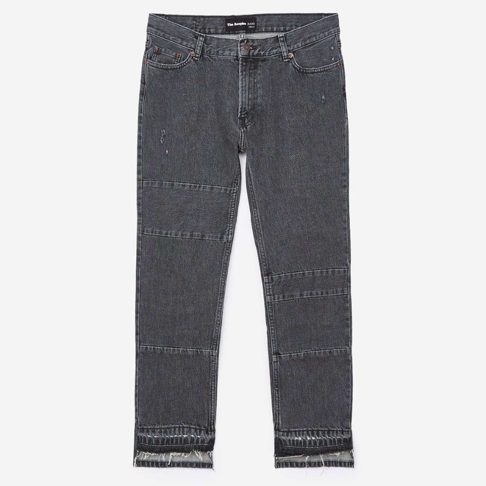 The Kooples Nelly Baggy Patchwork Denim Jeans Washed Black